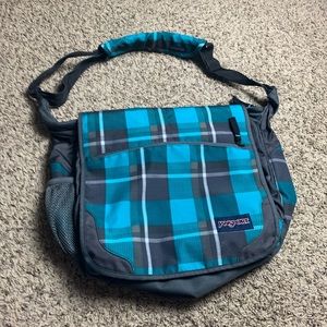 Jansport Backpack Shoulder Bag Teal Plaid